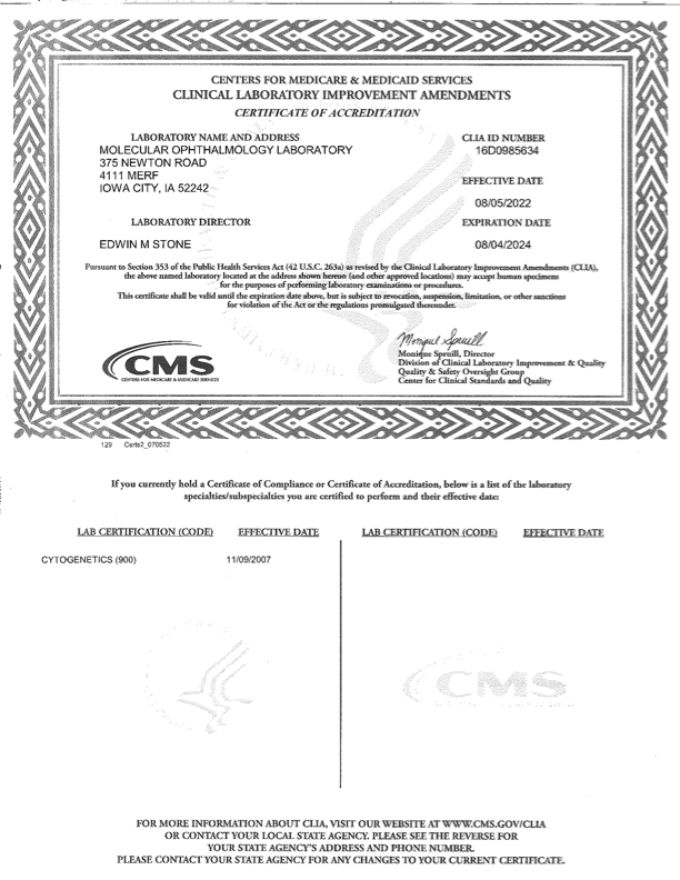 CLIA Certificate