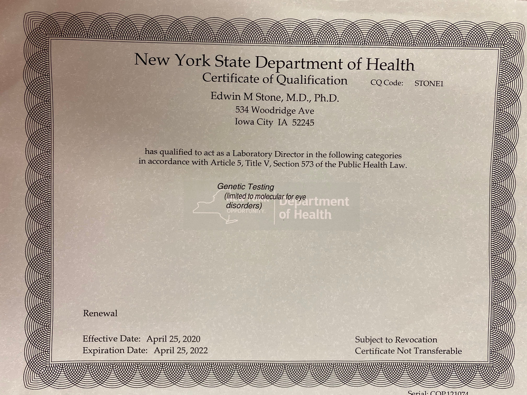 New York State Certificate 2020 - 2022